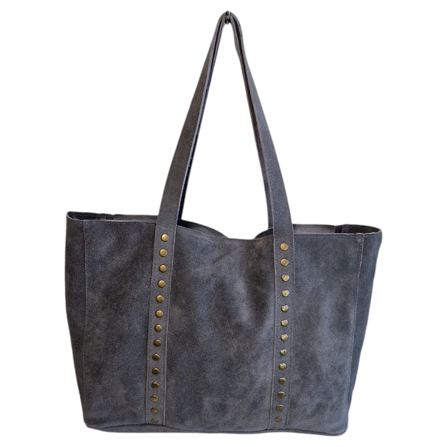 bolso ante y tachuelas personalizado iniciales