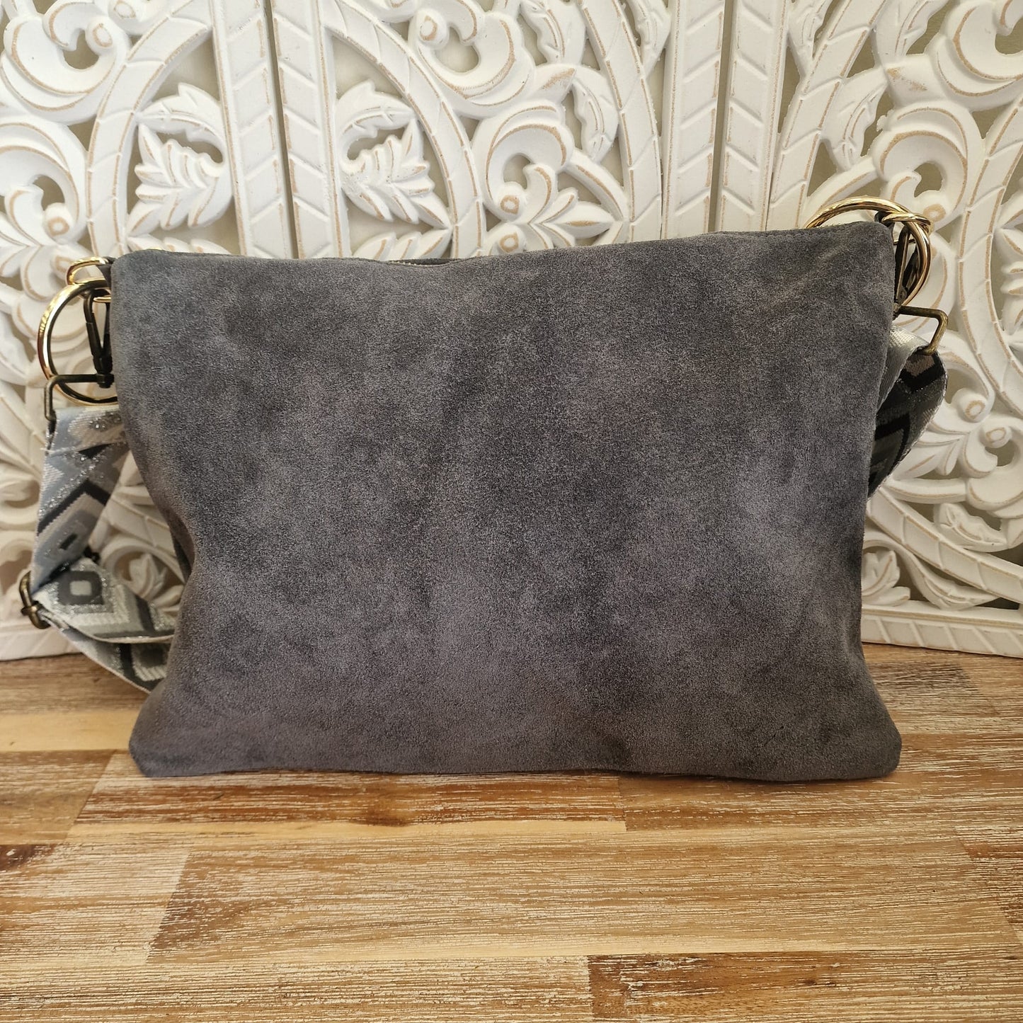 bolso de piel ante con nombre personalizado