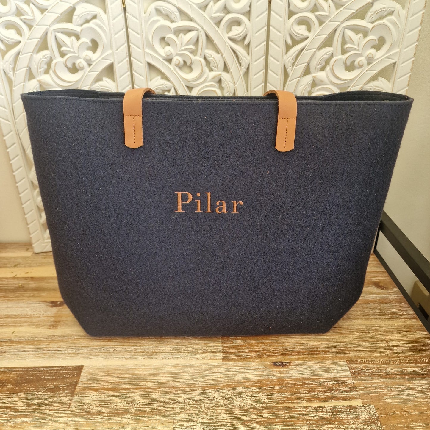 Bolso de fieltro con iniciales o nombre personalizable