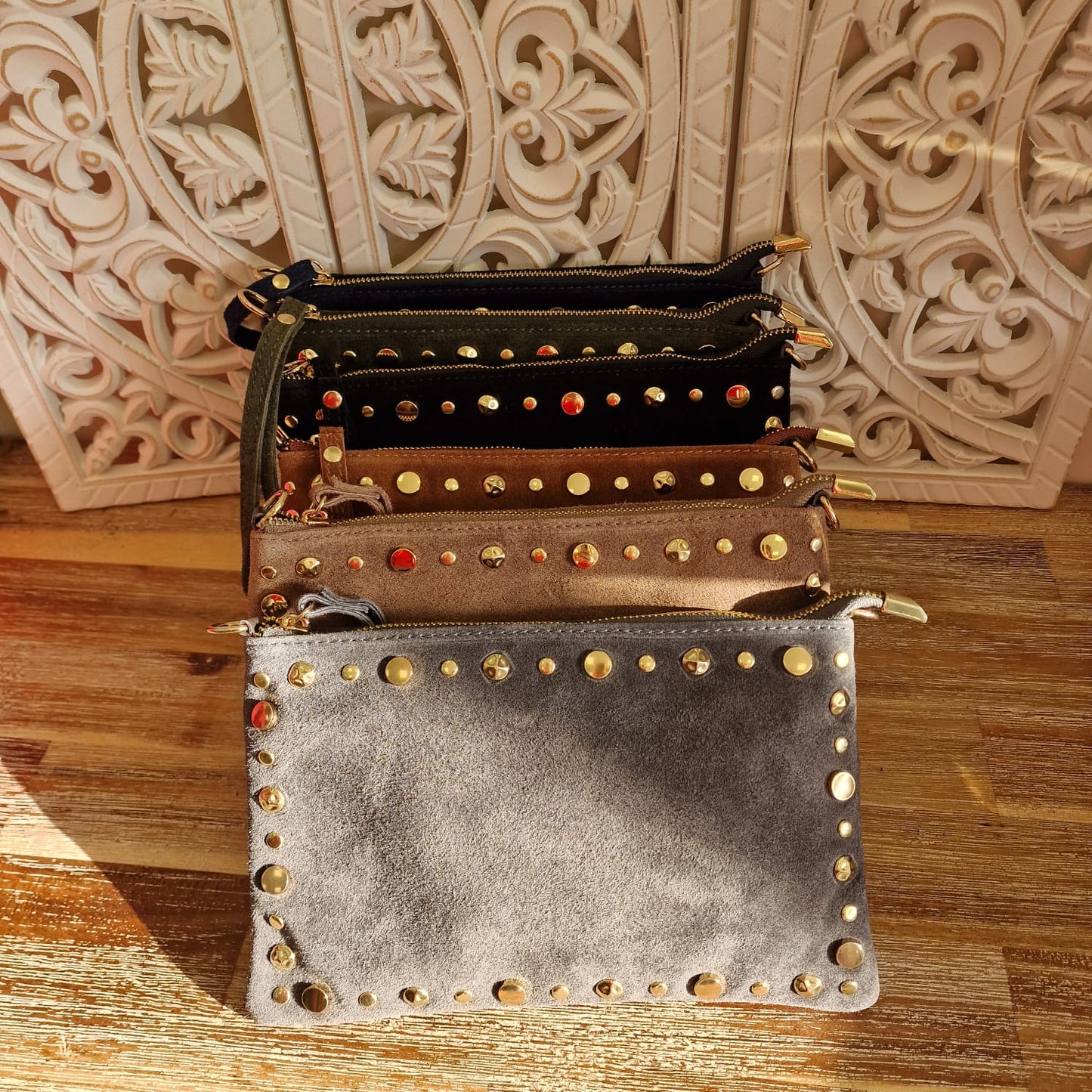 bolso bandolera tachuelas ante personalizado