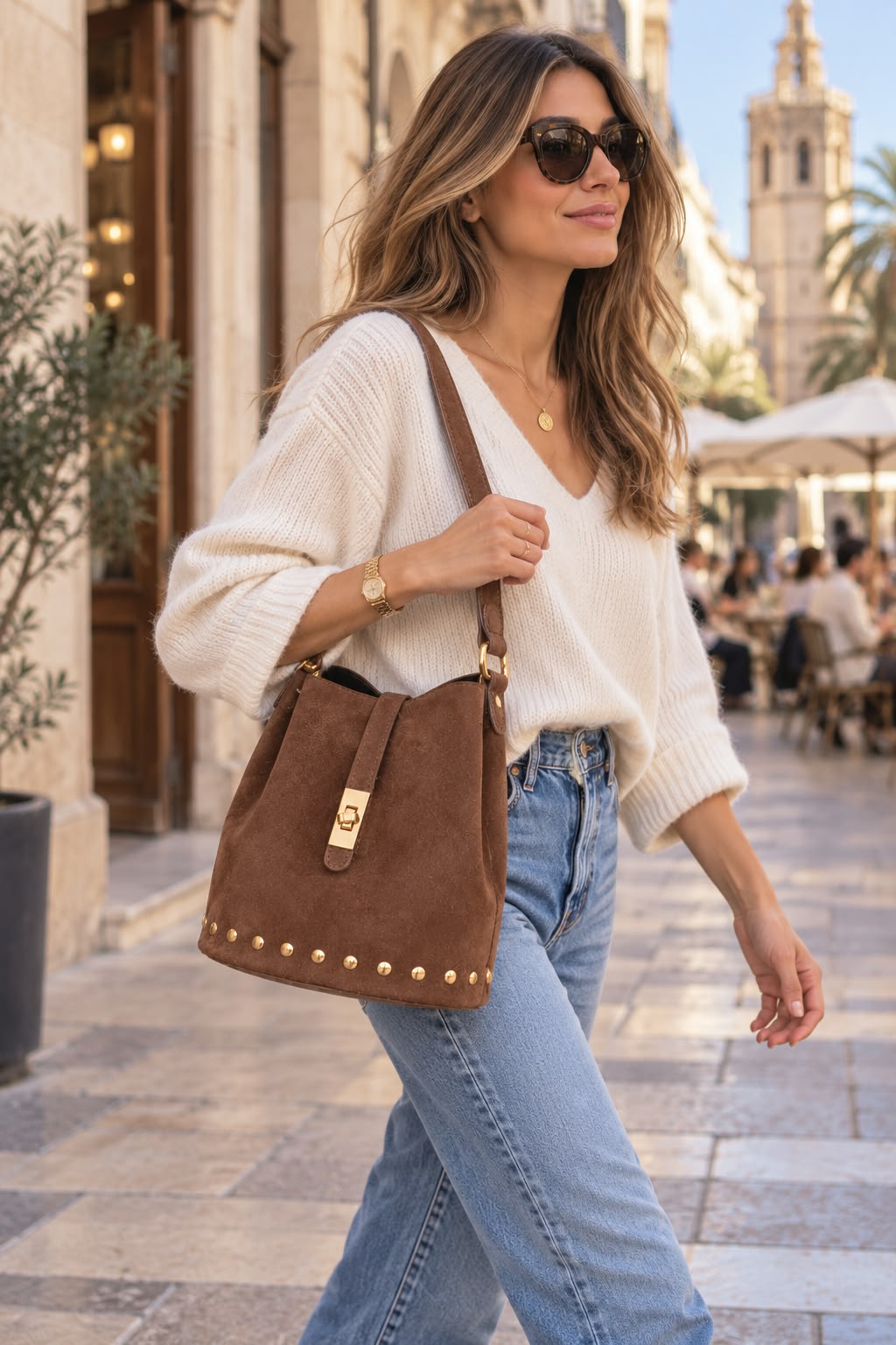 Bolso Siena de ante y tachuelas